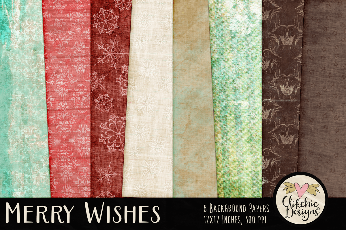 Christmas Backgrounds - Merry Wishes Digital Papers Textures example image 1