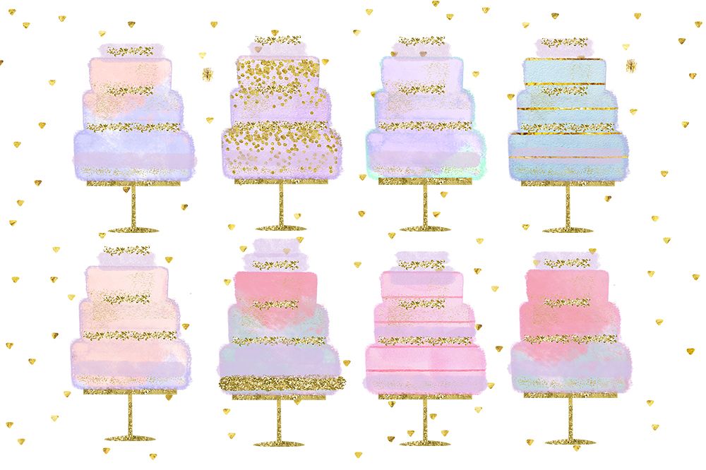 Wedding Clip Art, Hand Drawn bakery wedding cake clip art, Couture Cake, Hand Drawn Cake, Wedding cake party, pastel cake, wedding DIY example image 1