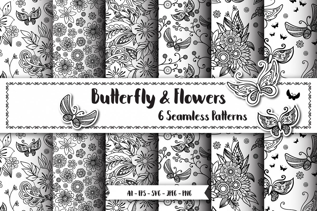 Butterfly Seamless Patterns example image 1