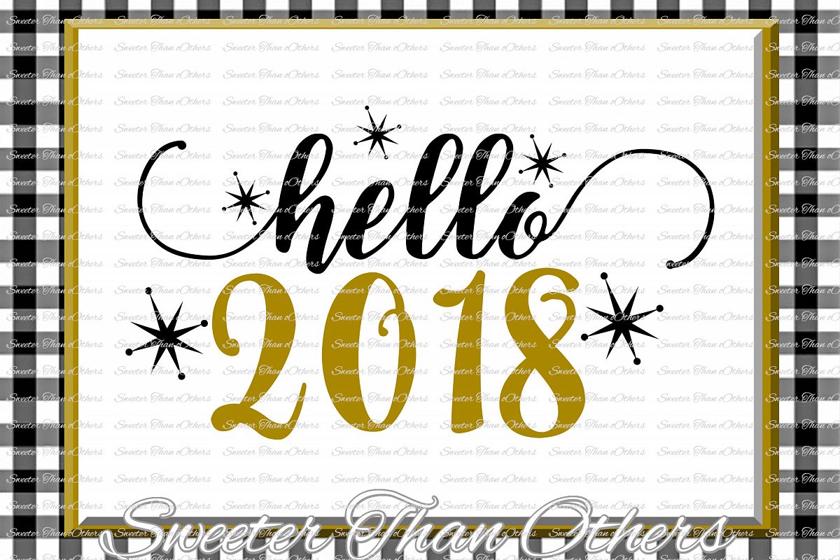 Hello 2018 svg, New Year 2018 SVG example image 1