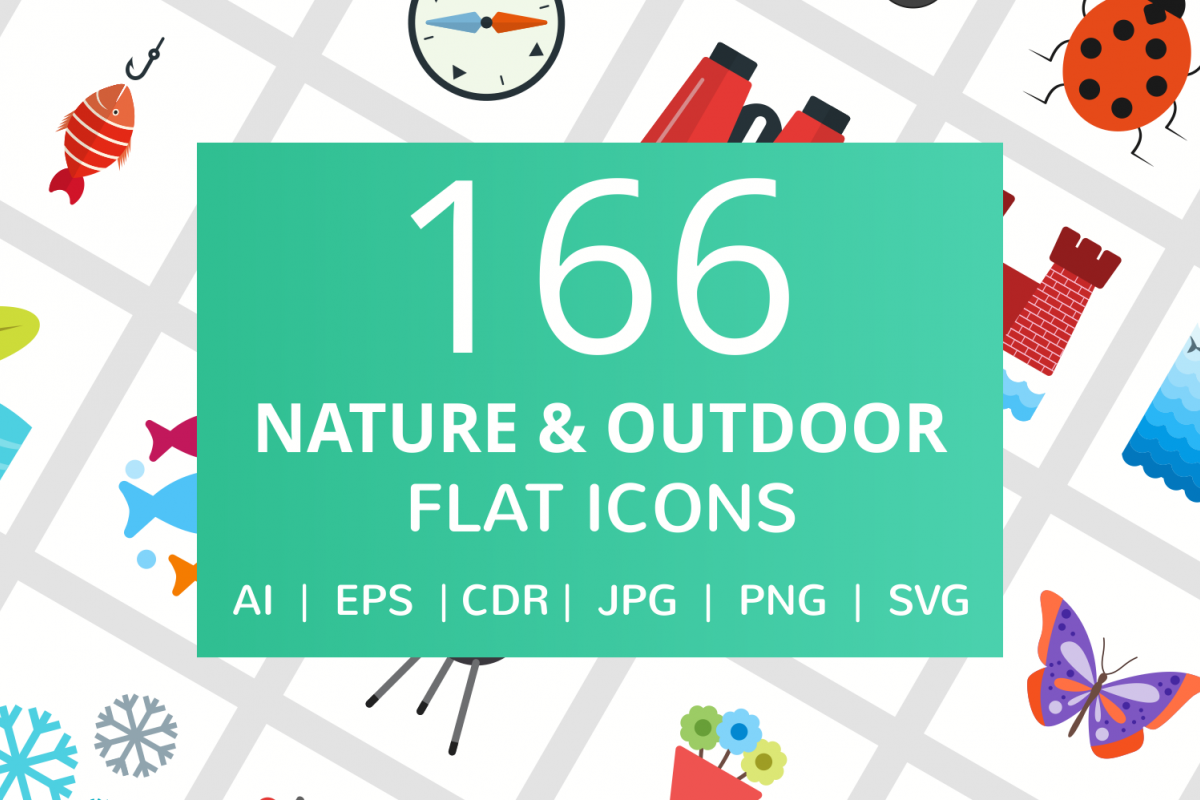 166 Nature & Outdoor Flat Icons example image 1
