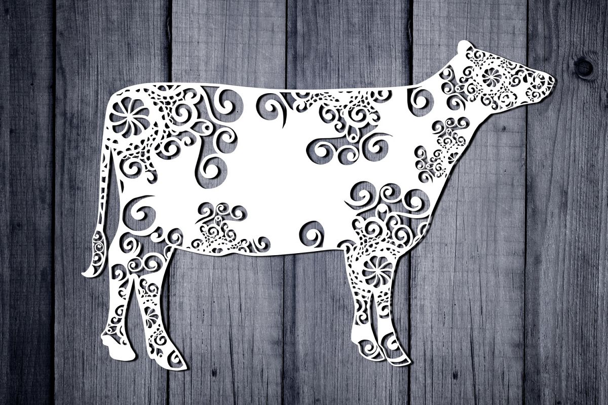 Mandala Cow Svg, Cow Svg, Mandala Svg, Zentangle Svg, Boho example image 1