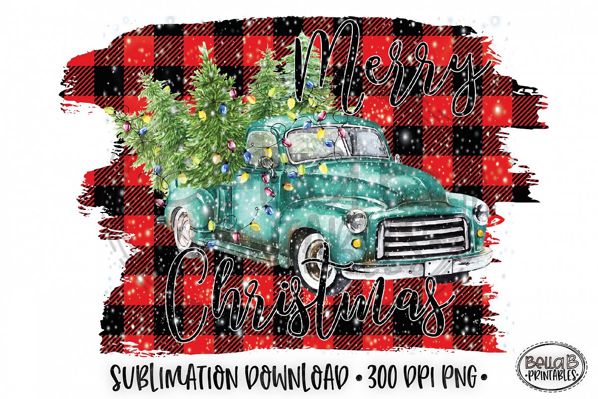 Christmas Sublimation Design, Christmas Truck Sublimation example image 1