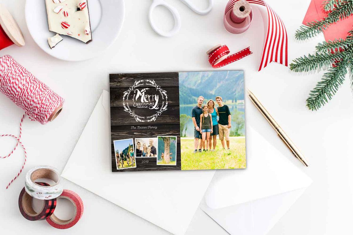 Hand Drawn Merry Christmas Photoshop card template| Layered example image 1