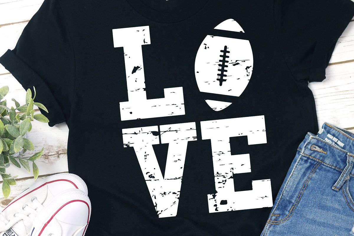 Grunge Distressed Love American Football SVG Bundle example image 1