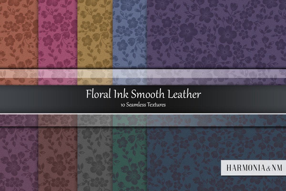 Floral Ink Smooth Leather 10 Seamless Textures example image 1