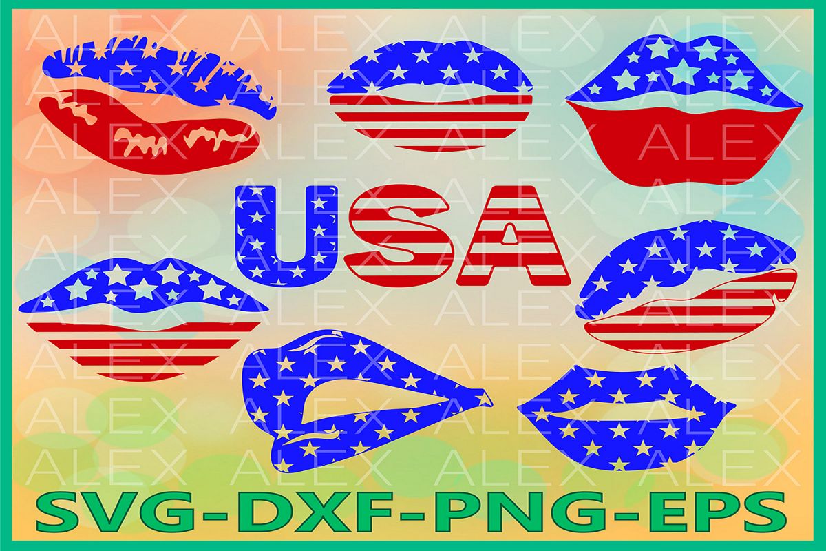 Lips svg, 4th of July Svg, USA Svg Files, Usa svg, Lips Svg example image 1