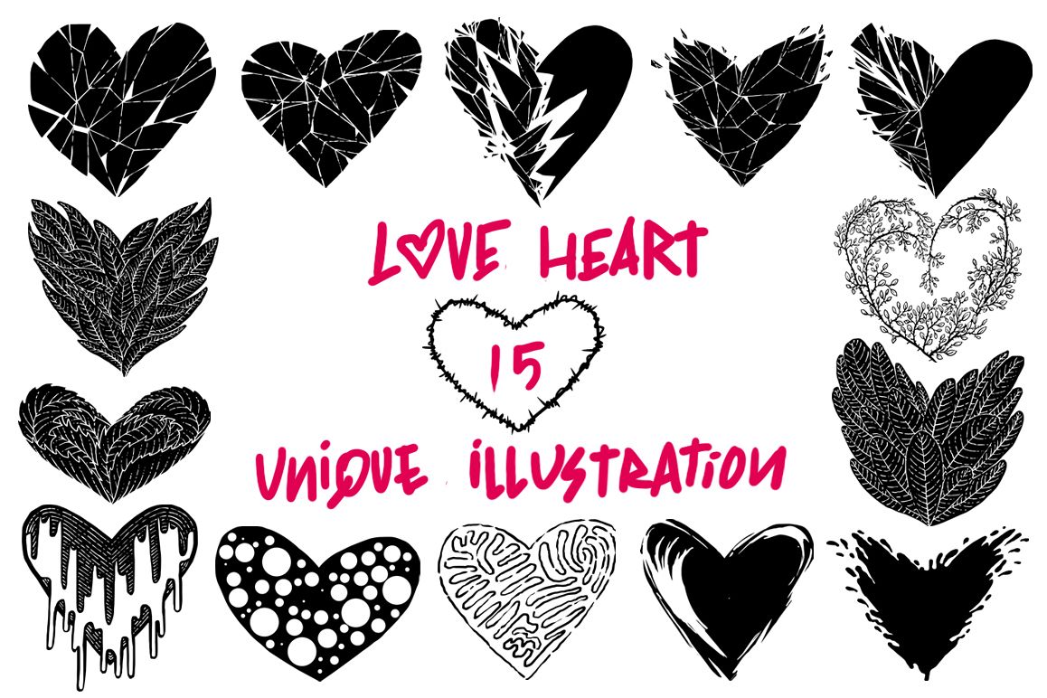 Love heart unique illustration example image 1