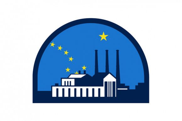 Power Plant Alaska Flag Half Circle Retro example image 1