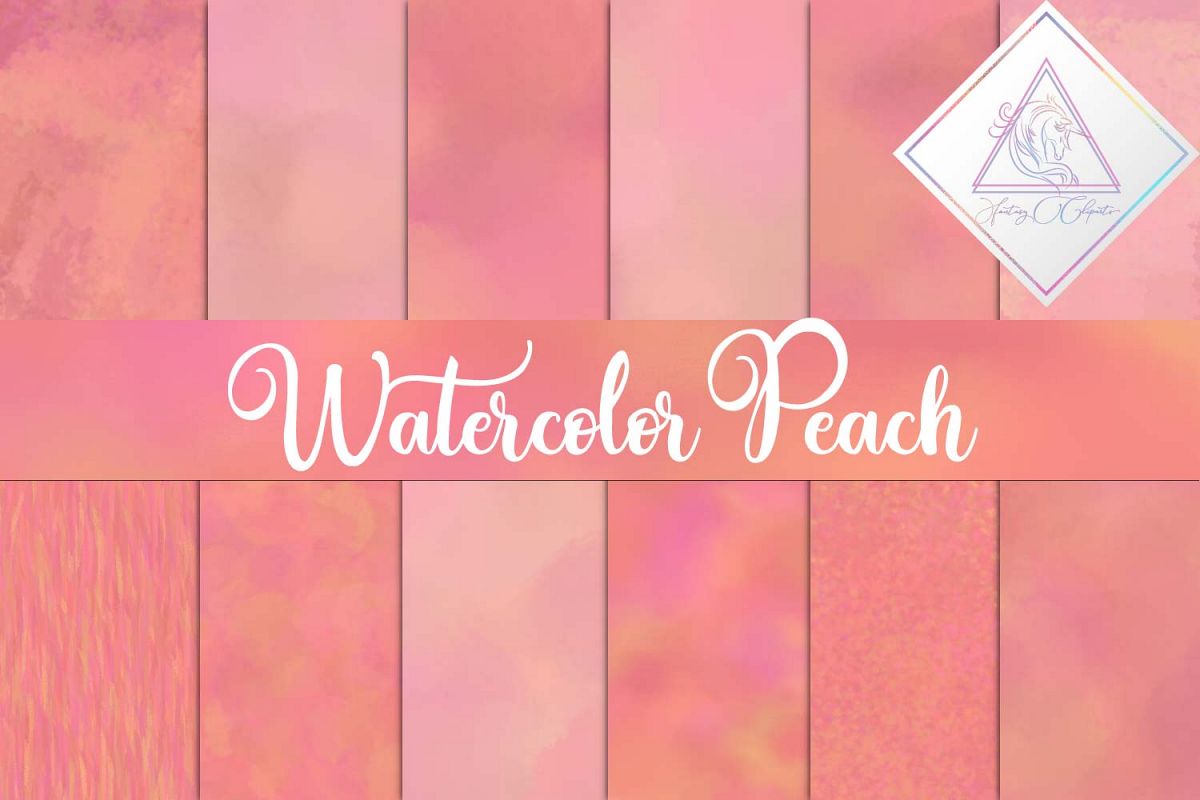 Watercolor Peach Digital Paper example image 1
