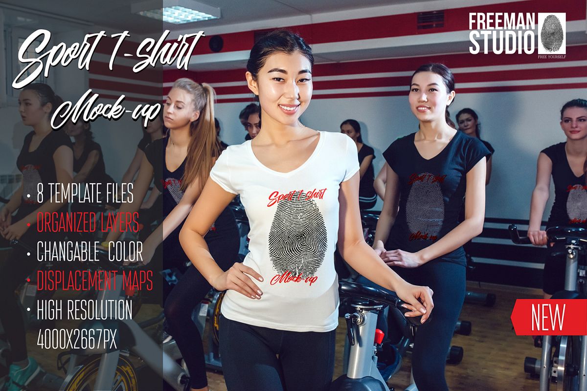 Asian Girl Sport T-Shirt Mock-Up example image 1