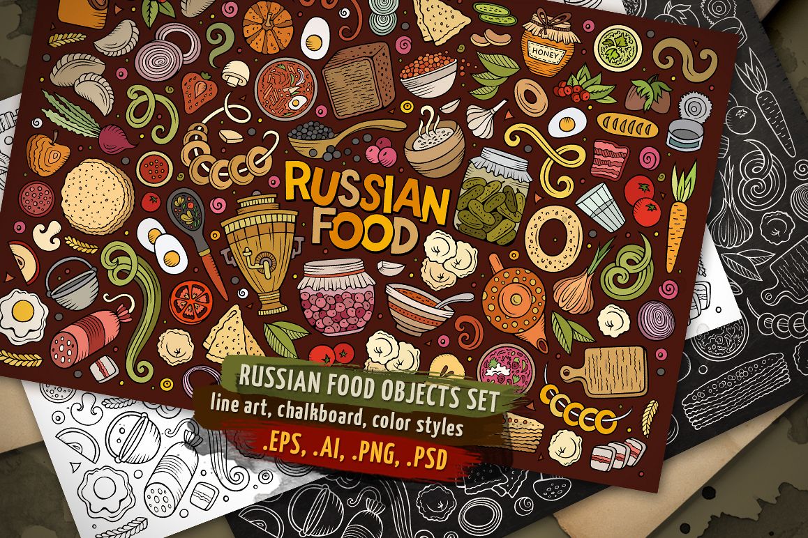 Russian Food Objects & Symbols Set example image 1