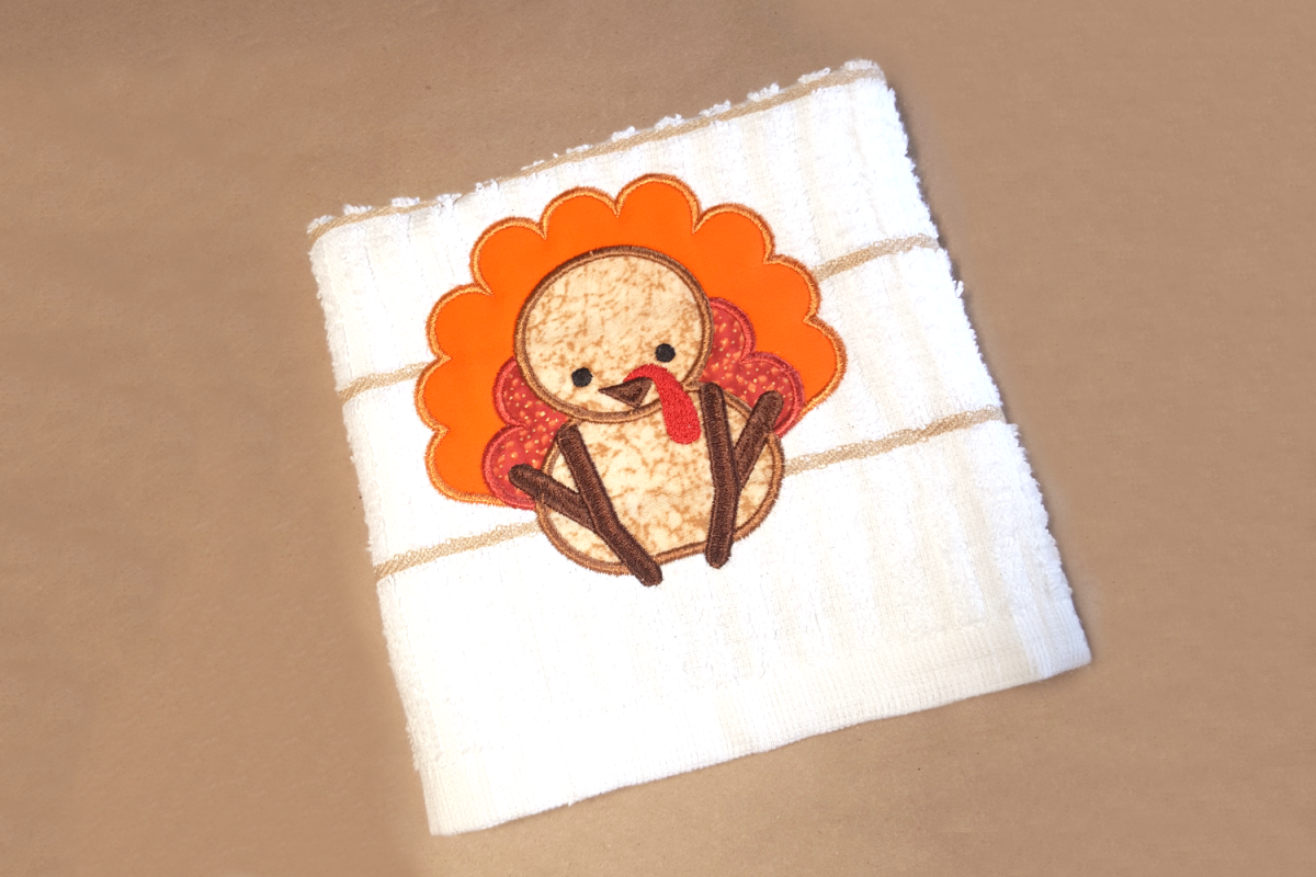 Cute Thanksgiving Turkey Applique Embroidery Design example image 1