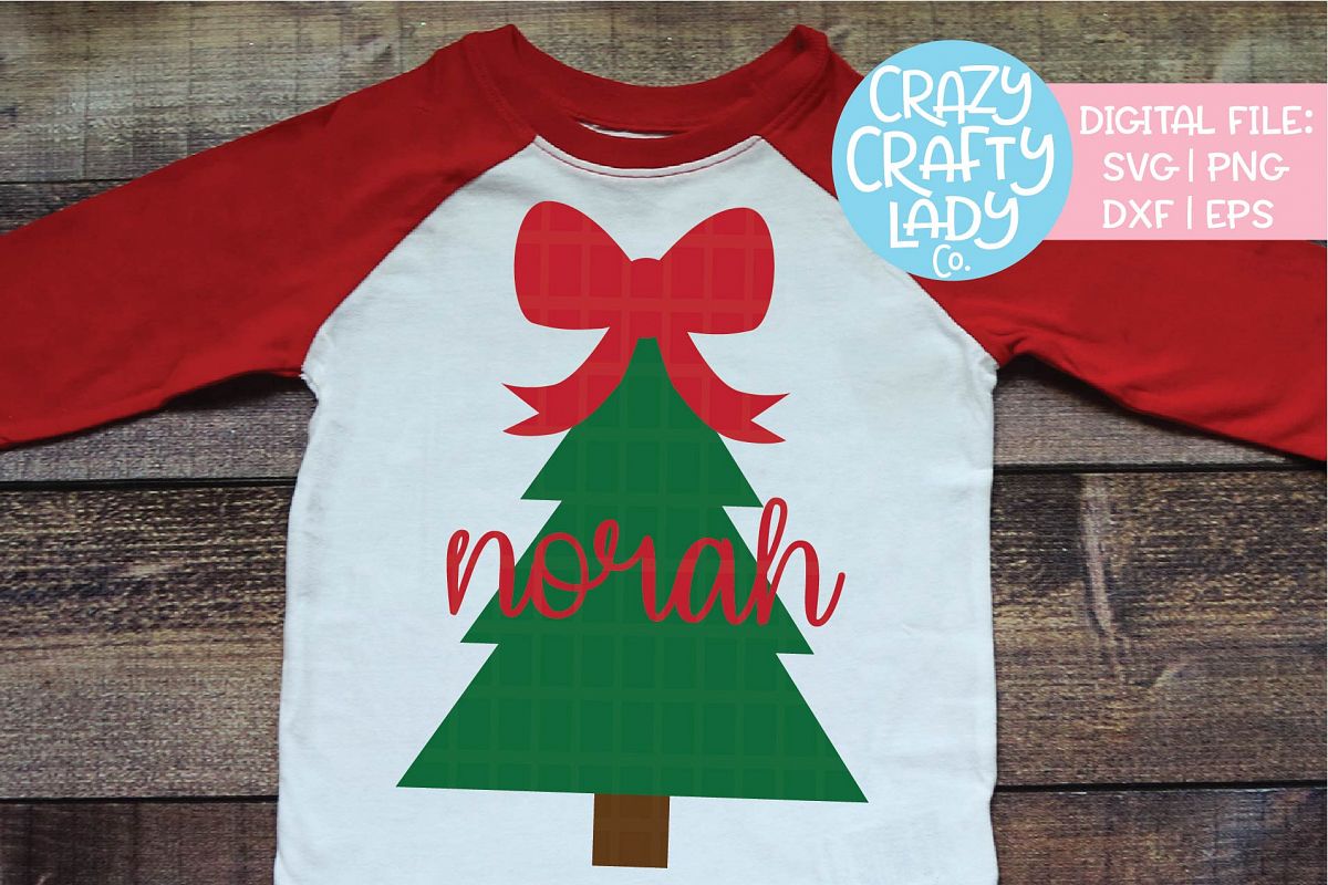 Christmas Tree with Big Bow SVG DXF EPS PNG Cut File example image 1