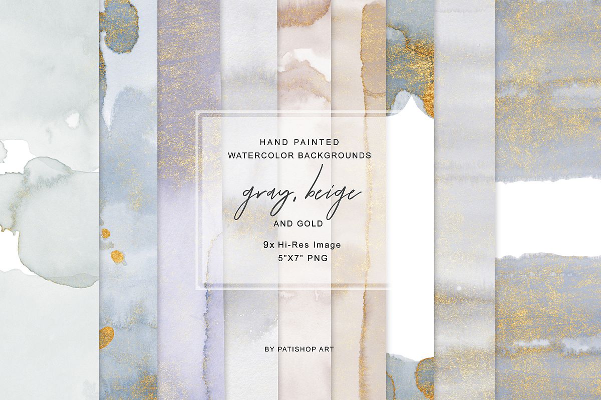 Watercolor Glittered Gray & Beige Background 5x7 example image 1