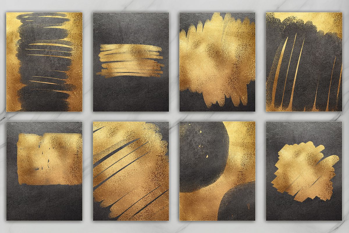 Gold and Black Brush & Foil 20 Textures example image 1