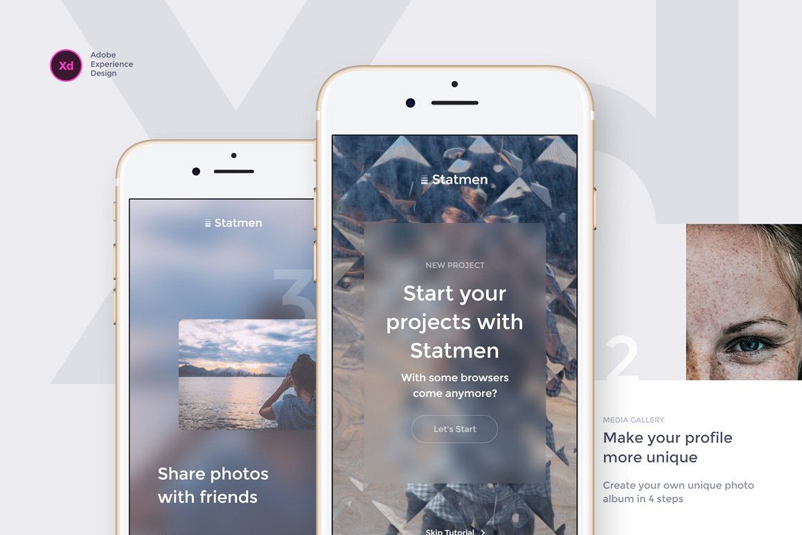Statmen XD iOS Ui Kit - Walkthrough example image 1