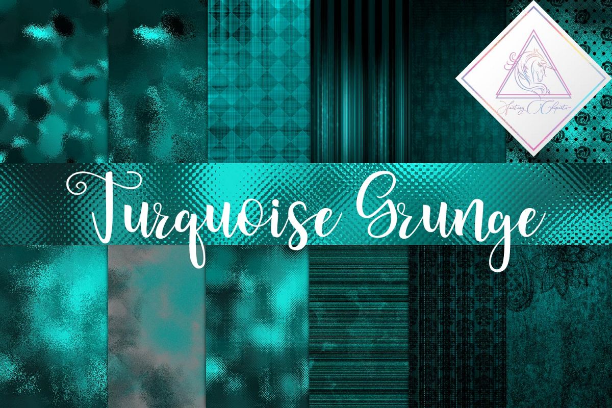 Grunge Turquoise Digital Paper example image 1