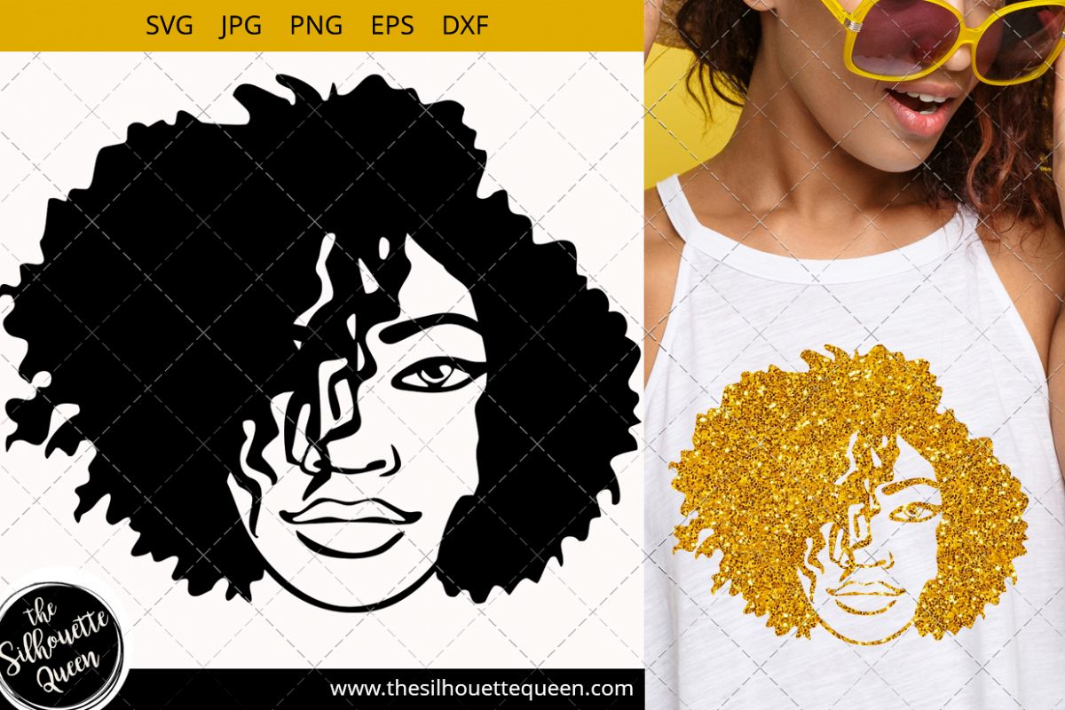 Afro Woman Svg With Side Swept Short Natural Curly Hair