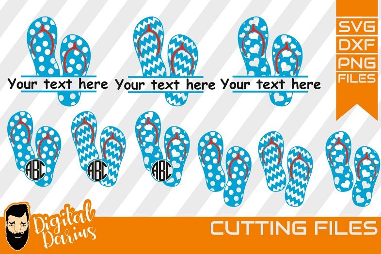 9x Flip Flop SVG, Monogram, Beach Svg, vacation, Slippers example image 1