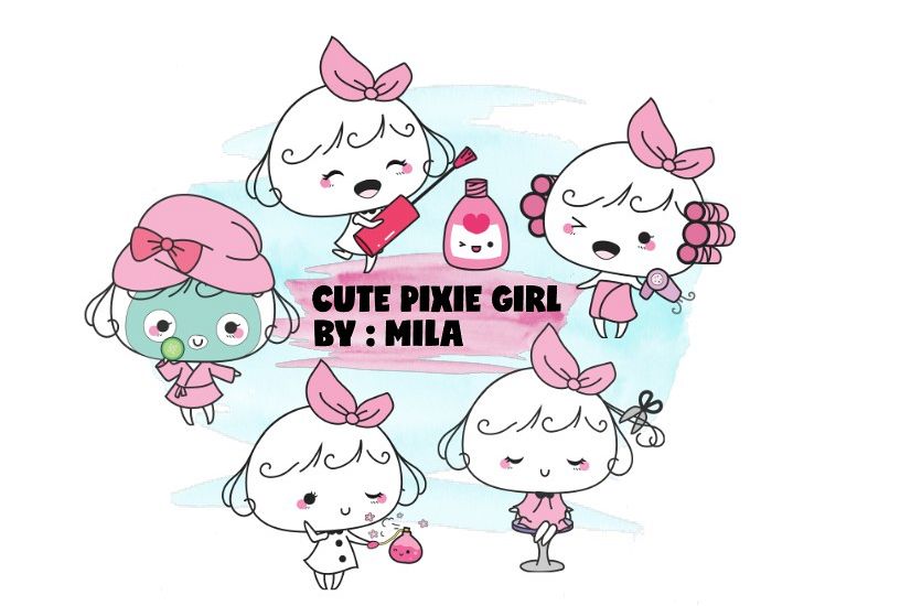 KAWAII GIRL CLIPART BUNDLE PNG example image 1