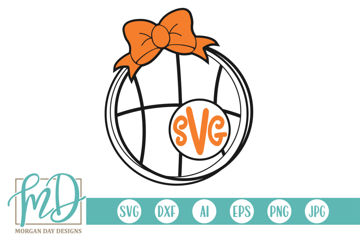 Basketball Monogram Frame SVG, DXF, AI, EPS, PNG, JPEG example image 1