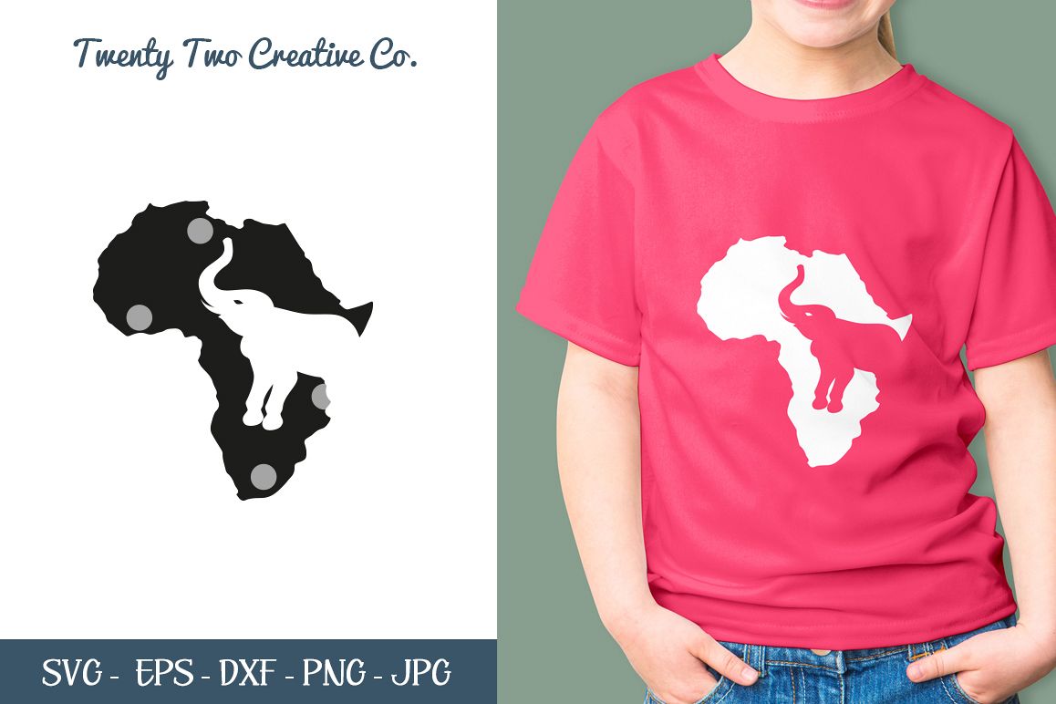 African Elephant Cut File - SVG, DXF, PNG, EPS, JPG example image 1