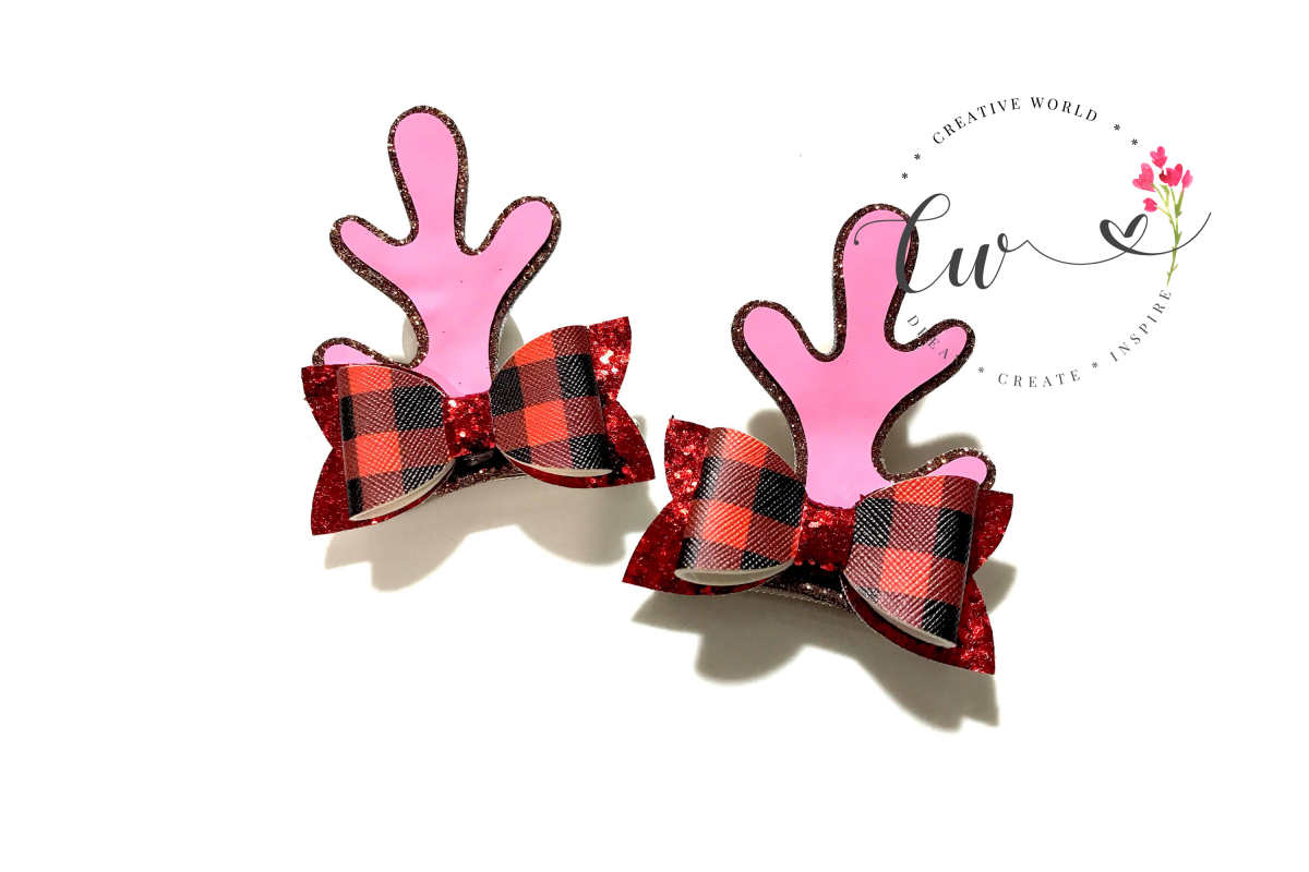 Reindeer Antler Hair Clip Digital Template example image 1