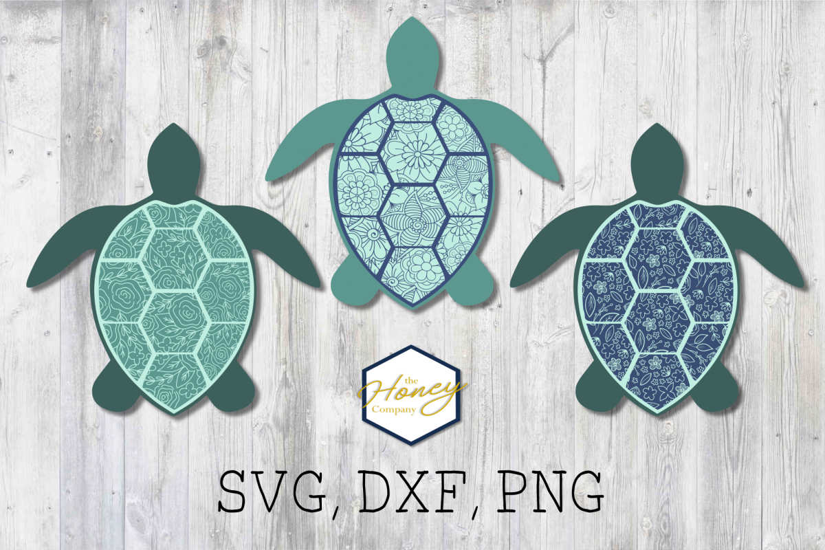 Sea Turtle Floral SVG PNG DXF Cutting File Clipart Beach example image 1