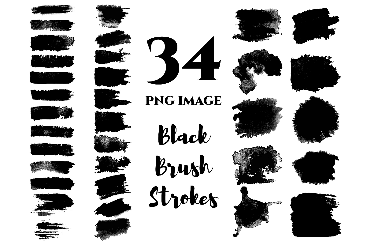 Watercolor black brush strokes, Clip art example image 1