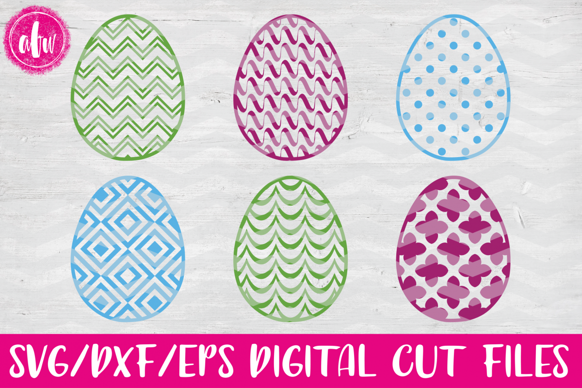 Pattern Easter Eggs Set - SVG, DXF, EPS Cut Files example image 1