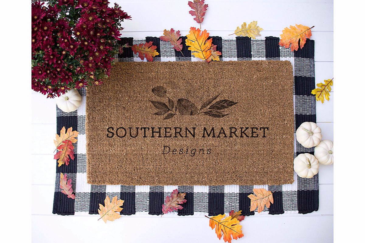 Fall Blank Door Mat Mock Up Photo Stock Photography example image 1