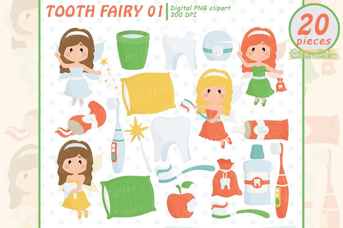 Little Tooth Fairy clipart, Fairy tale clip art, Digital art example image 1