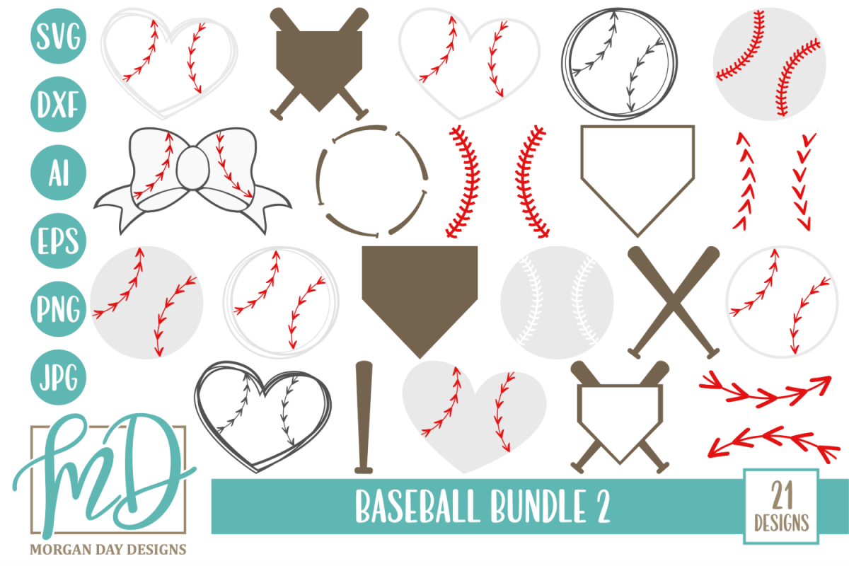 Baseball Heart - Baseball Strings - Baseball Bundle 2 SVG example image 1