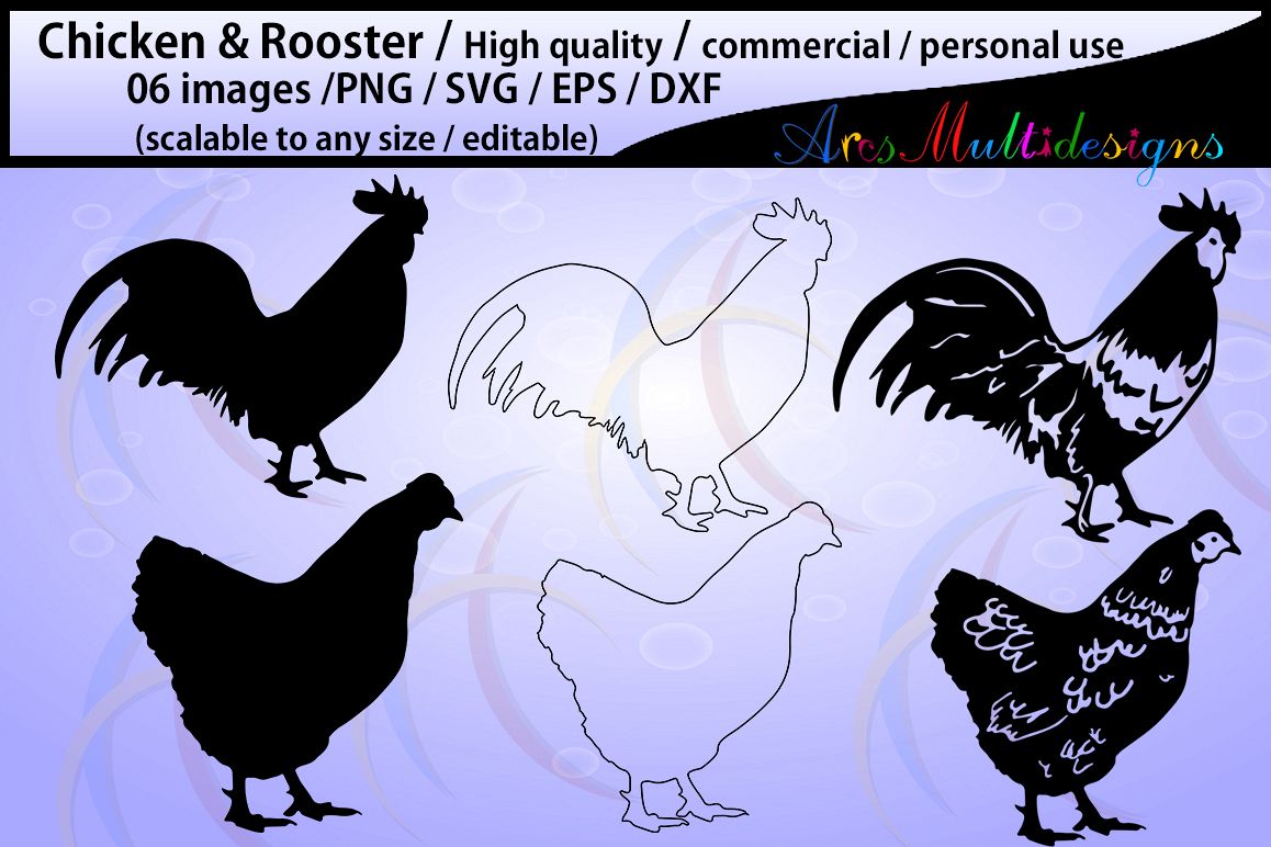 Download chicken and rooster silhouette / commercial & personal use ...