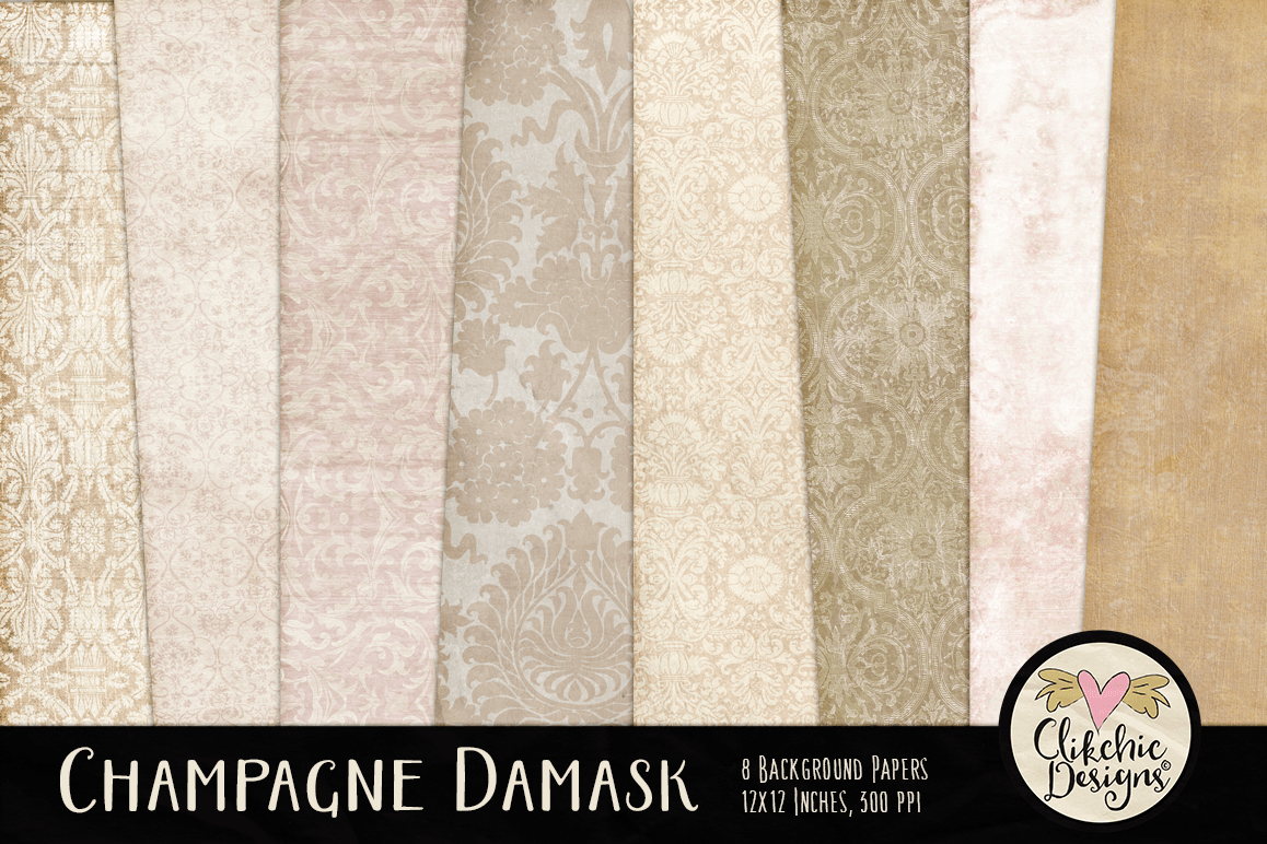 Champagne Wedding Damask Background Textures example image 1