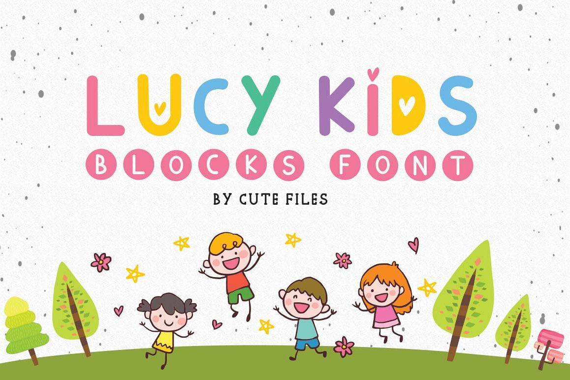 Lucy kids blocks font, A duo with hearts and blocks example image 1