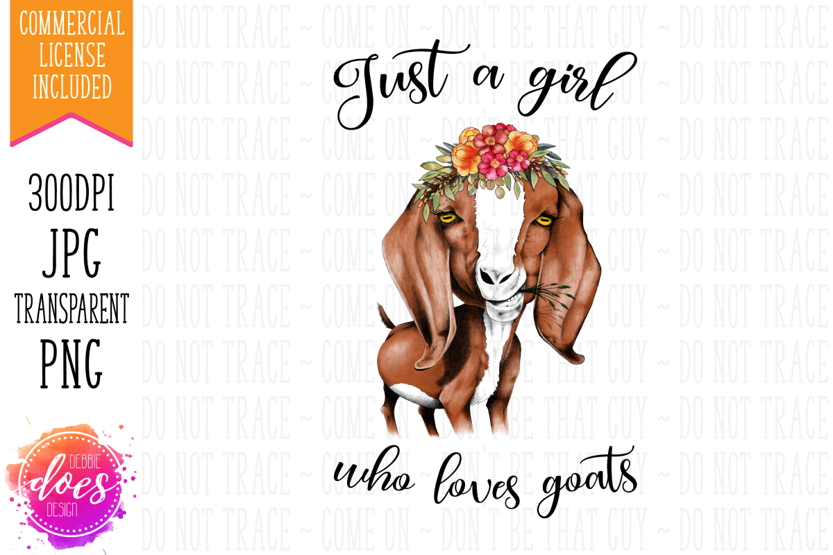 Just a Girl Who Loves Goats - Hand Drawn Printable Design example image 1