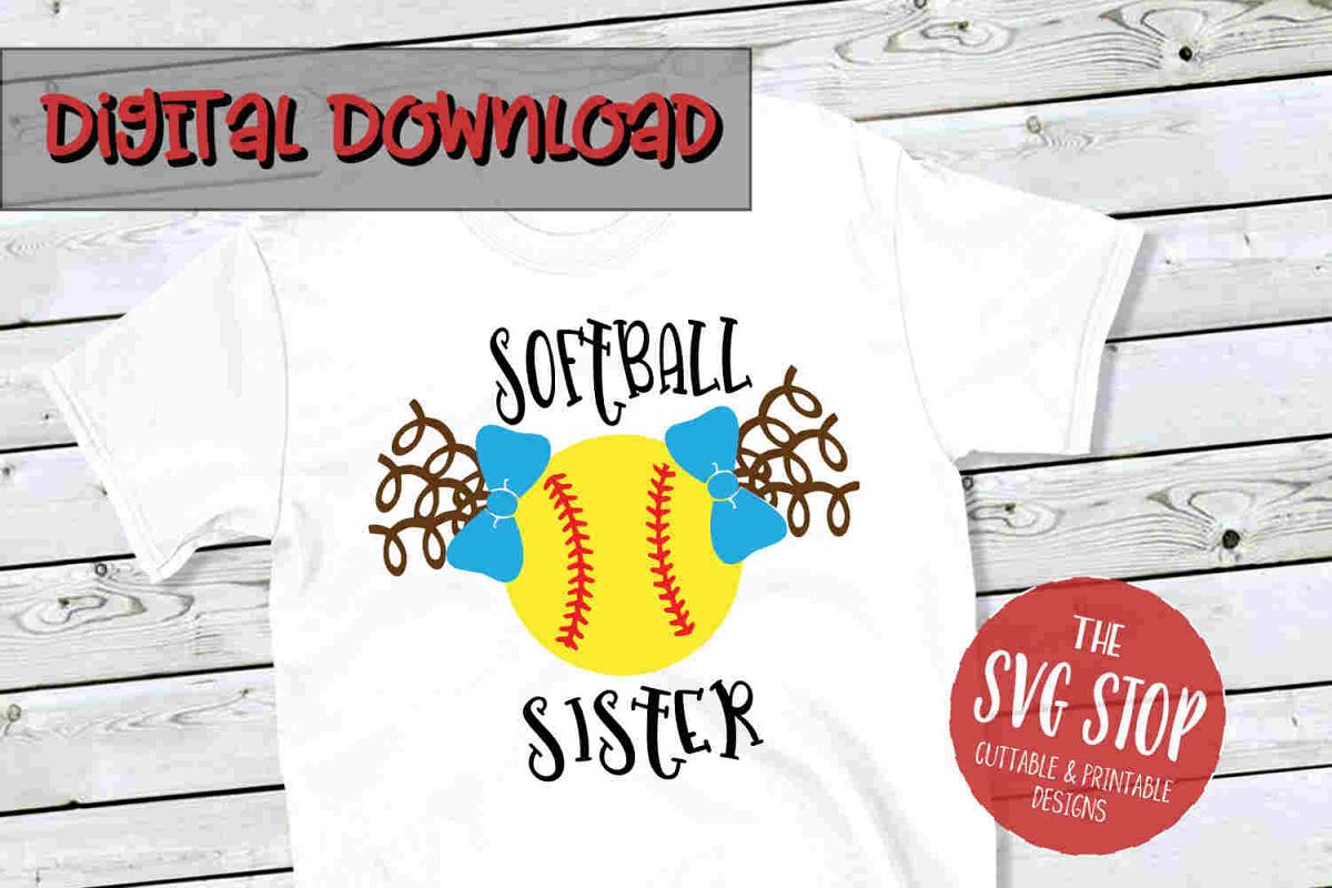 Softball Sister 2-SVG, PNG, DXF example image 1