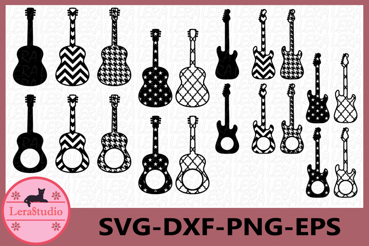 Download Guitar SVG, Guitars silhouette, Guitar Monogram Cut File
