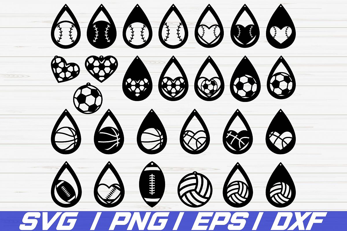 Sport Earrings SVG/ Baseball/Football/ Basketball/ Laser Cut