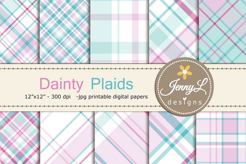 Dainty Pastel Plaid Digital Papers example image 1