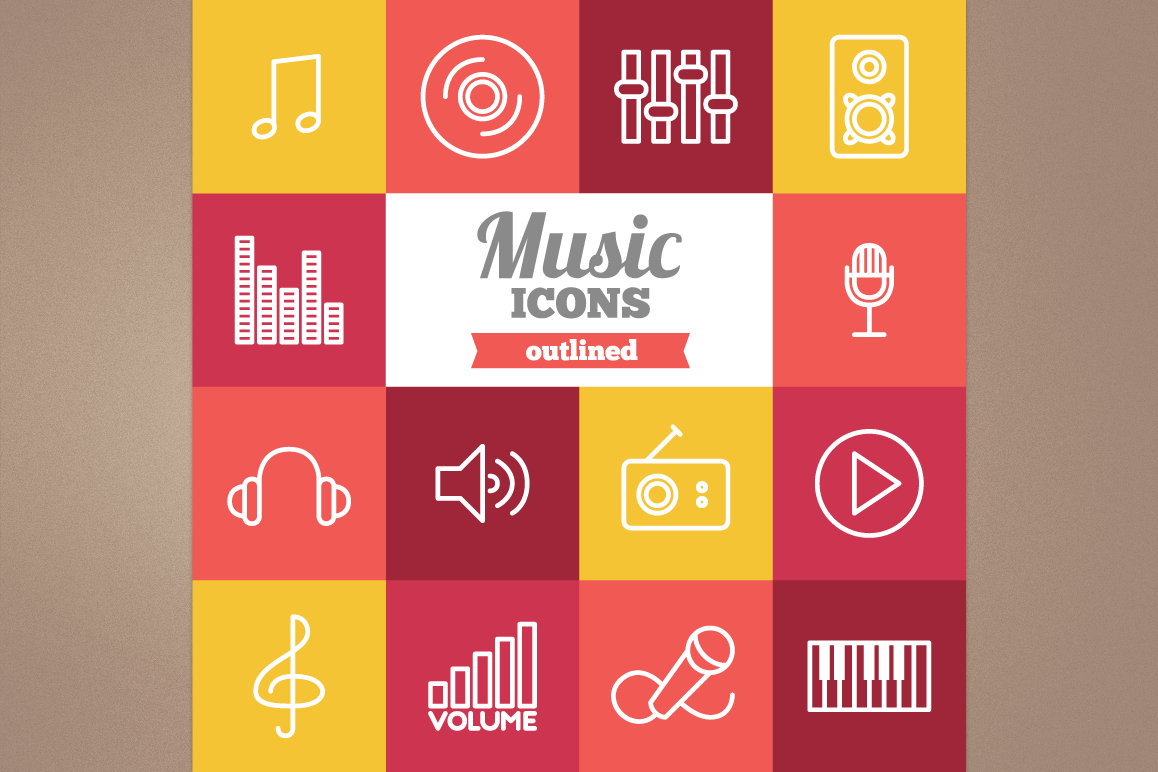 Outlined Music Icons example image 1