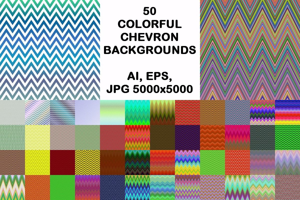 50 colorful chevron backgrounds (AI, EPS, JPG 5000x5000) example image 1