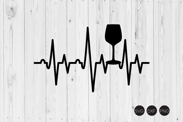 Wine Glass Heartbeat SVG, Wine SVG, DXF, PNG Cut File (182335) Cut