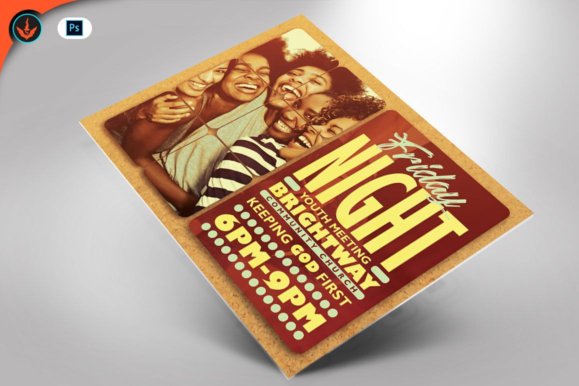 Youth Group Church Flyer Photoshop Template example image 1