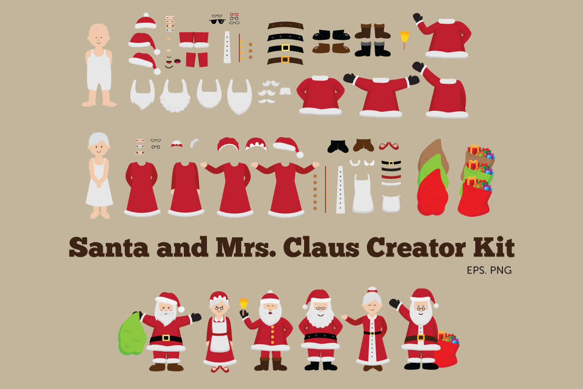 Santa and Mrs Claus Creator Kit Clipart example image 1
