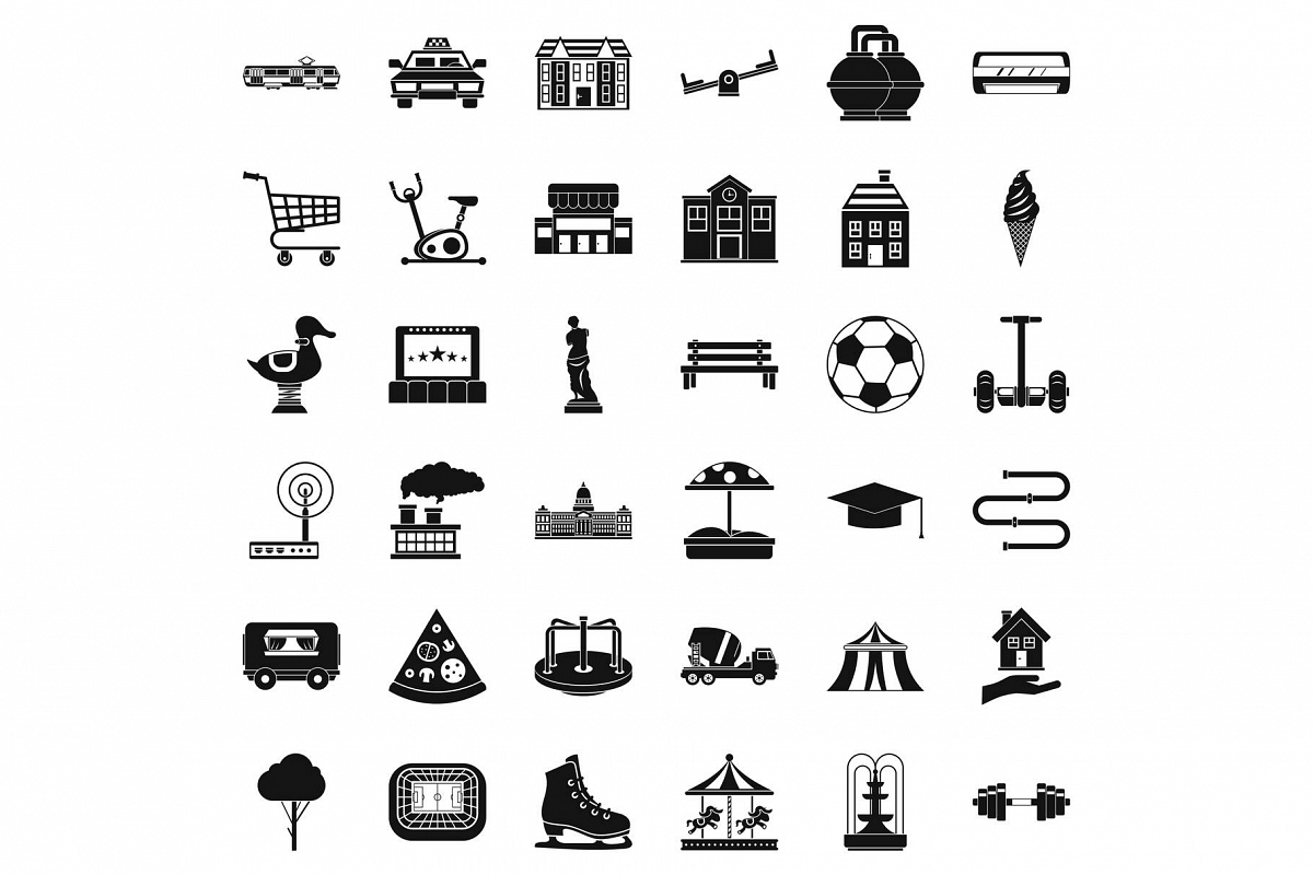 Townish icons set, simple style example image 1
