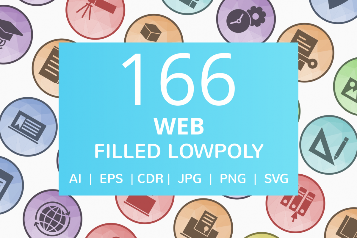 166 Web Filled Low Poly Icons example image 1