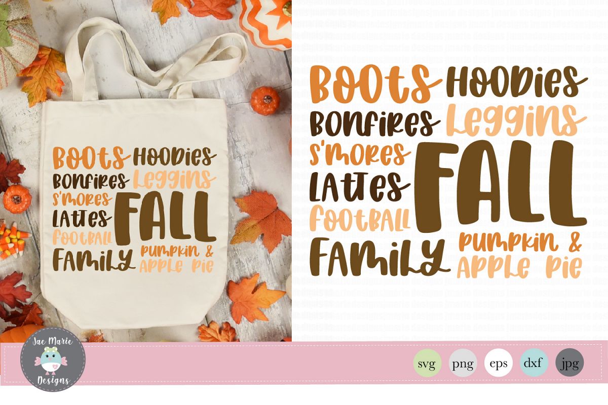 Fall svg, cute fall cut files, fall word list, thanksgiving example image 1